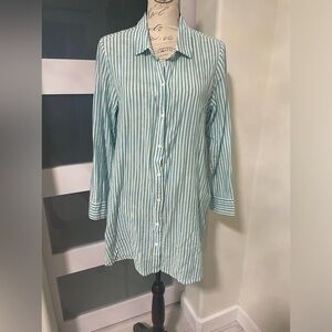 🍂🧨 Habitat seaglass Button Down Tunic SZ Medium EUC